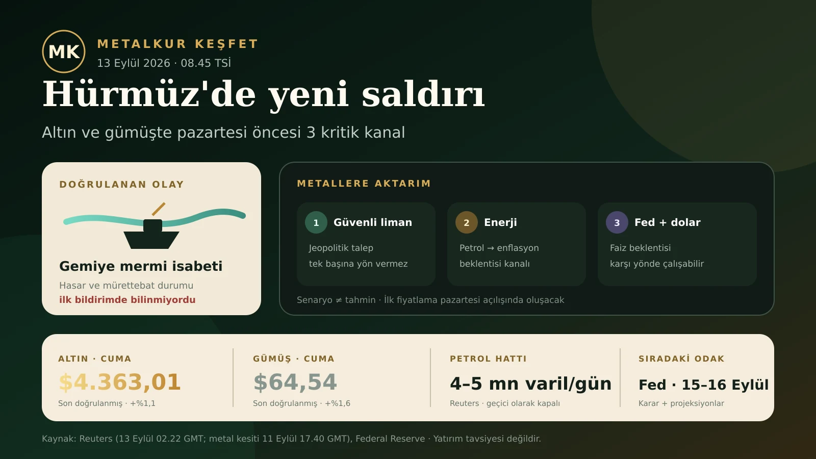 Hürmüz gelişmesi ve kıymetli metallere üç aktarım kanalı